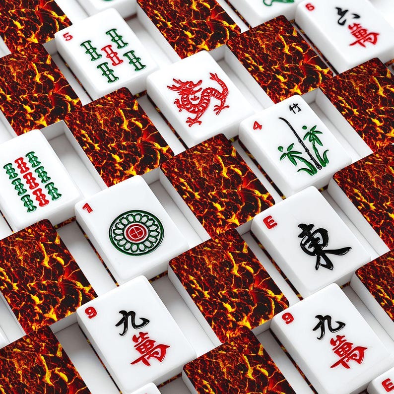 Lava American Mahjong Set, Fiery Acrylic Game Tiles, Bold Decorative Mah Jongg Gift image 1