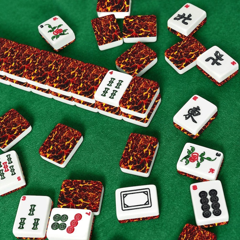 Lava American Mahjong Set, Fiery Acrylic Game Tiles, Bold Decorative Mah Jongg Gift image 7
