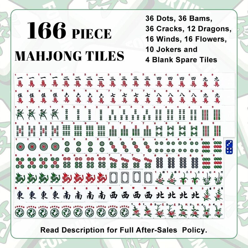 American Mahjong Tile Set, Blue Chinoiserie Acrylic Tiles, 166-Piece Decorative Game Set image 5