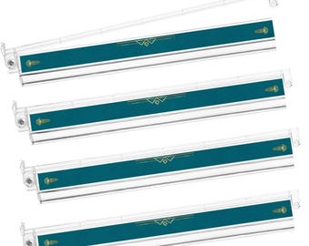 Art Deco Teal Gold Acrylic Mahjong Racks with Pushers, Set of 4 Game Accessories