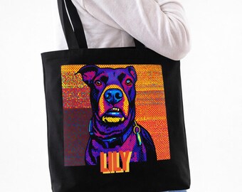 Bolso de mano personalizado con retrato de mascota estilo Pop Art / Bolso de lona personalizado de doble cara