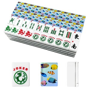 Tropical Fish American Mahjong Set, Acrylic Ocean Game Tiles, Coastal Decorative Mah Jongg Gift imagem 2