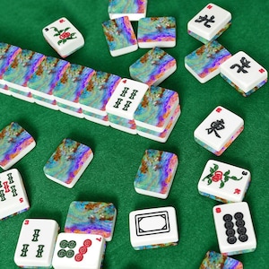 Opal Mahjong Tile Set, Iridescent Acrylic American Mahjong Game, Elegant Decorative immagine 7