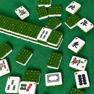 Christmas Mahjong Tile Set, Green Gold Holiday American Mah Jongg, Elegant Xmas Game image 7