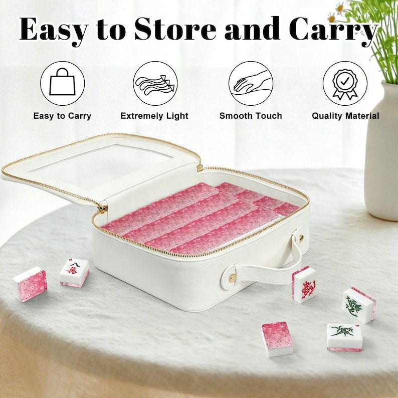 Cherry Blossom Mahjong Tiles, Pink Gradient Acrylic American Mah Jongg Tile Set image 6