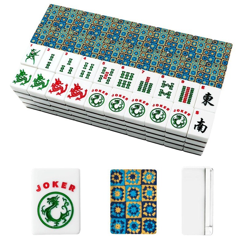Quilt Mahjong Set, Knit Square American Mah Jongg Tiles, Patchwork Acrylic Game Set image 2