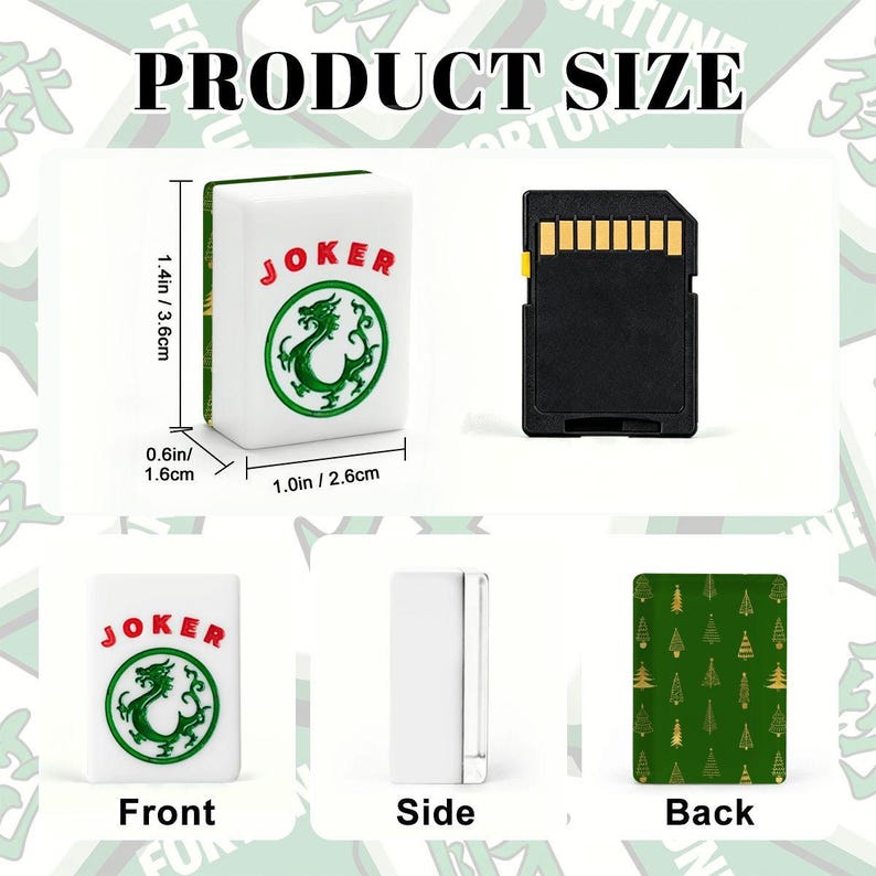Christmas Mahjong Tile Set, Green Gold Holiday American Mah Jongg, Elegant Xmas Game image 3