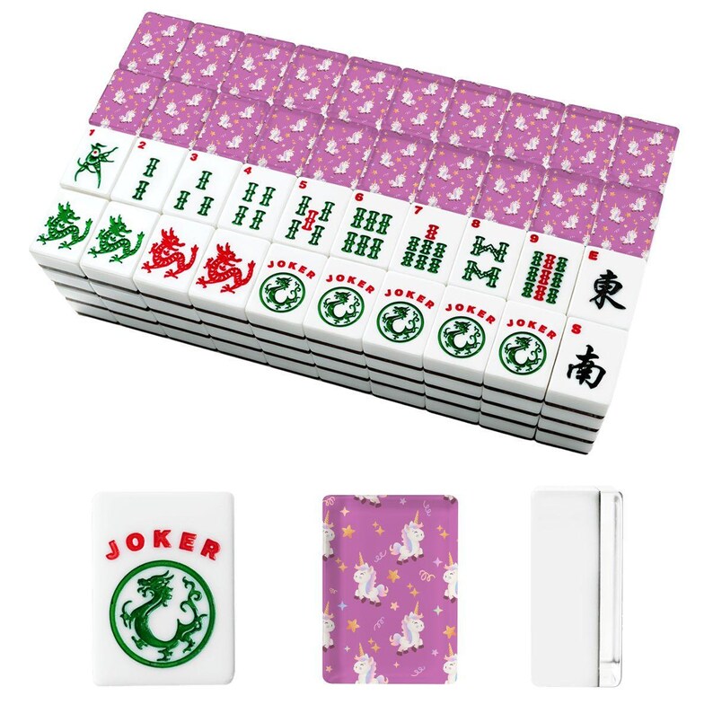 Unicorn American Mahjong Set, Magical Acrylic Game Tiles, Whimsical Decorative Mah Jongg Gift 画像 2