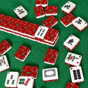 Christmas Mahjong Tile Set, Red Holiday American Mah Jongg, Candy Cane Xmas Tree Game image 7