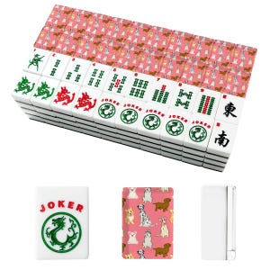 American Mahjong Set, Dog Pattern Mah Jongg Acrylic Tiles, Pet Lover Game Gift image 2