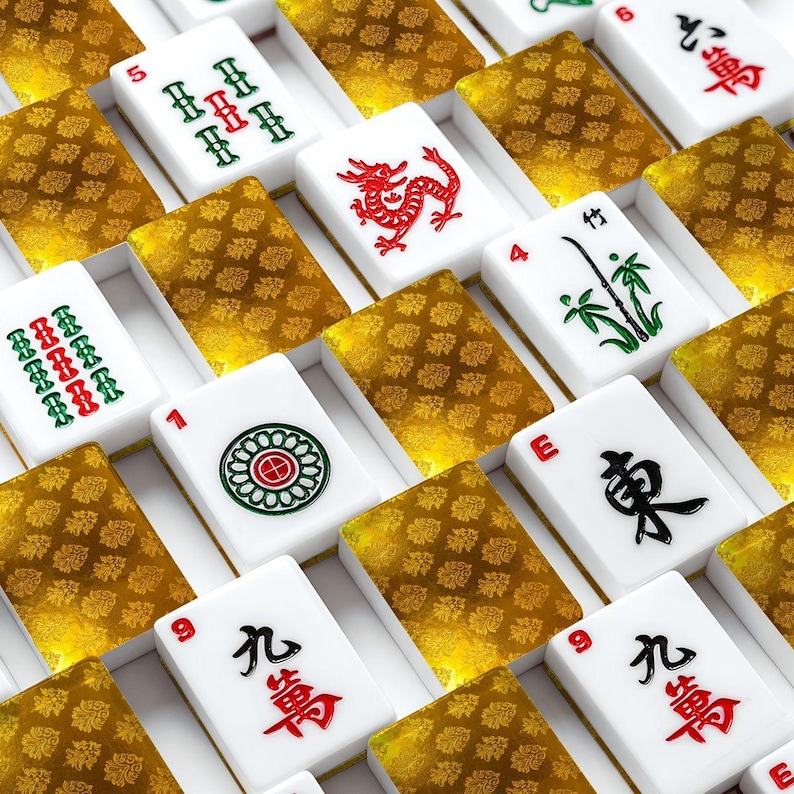 Gold Geometric American Mahjong Tiles | Mah Jongg Acrylic Set, Art Deco Glamour image 1