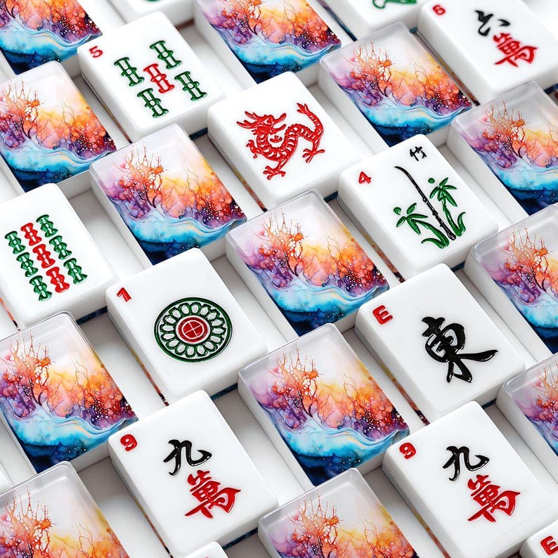 Abstract Ink Splash Mahjong Tiles, American Mah Jongg Acrylic Game Set image 1