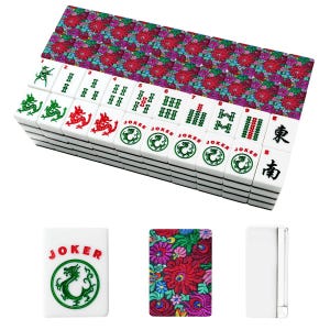 Fichas de Mahjong con Bordado Floral / Juego de Mahjong Americano de Acrílico con Flores Bordadas 166 / Regalo de Mah Jongg imagen 2