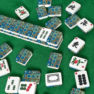 Quilt Mahjong Set, Knit Square American Mah Jongg Tiles, Patchwork Acrylic Game Set image 7