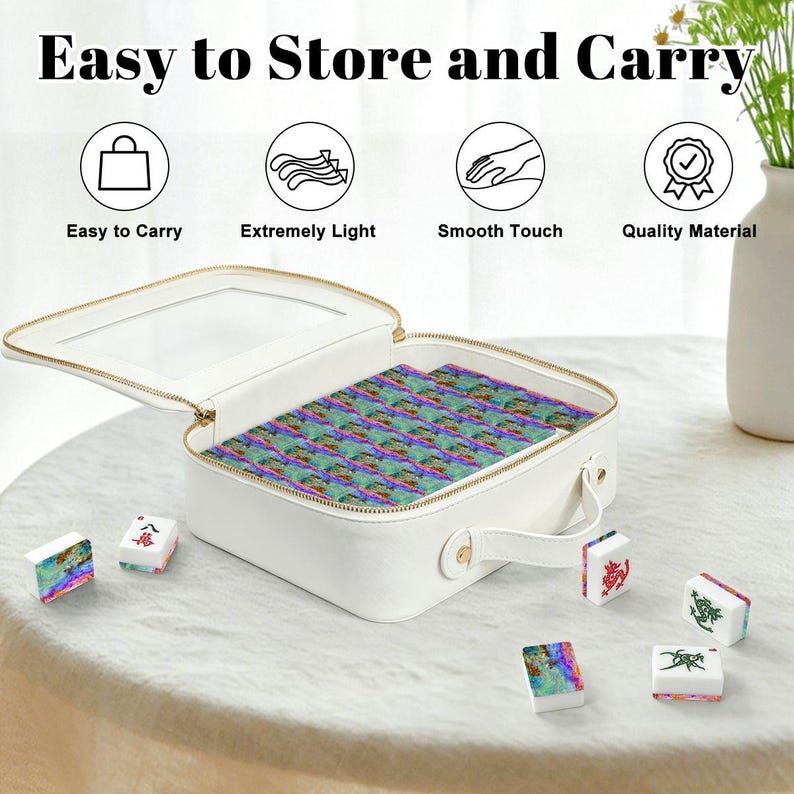 Opal Mahjong Tile Set, Iridescent Acrylic American Mahjong Game, Elegant Decorative immagine 6