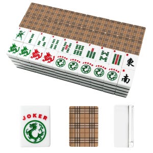 Beige Plaid American Mahjong Set, Preppy Acrylic Game Tiles, Classic Decorative Mah Jongg Gift imagem 2