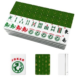 Christmas Mahjong Tile Set, Green Gold Holiday American Mah Jongg, Elegant Xmas Game image 2