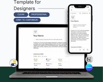 Notion Portfolio Website Template | UXUI Web App Design Case Study Template for Designers Students Easy-to-Use Customize Modern Professional