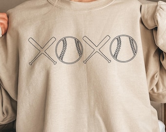 Baseball XOXO Sweatshirt, Baseball Fan Shirt, Baseball Season T-Shirt, Baseball Lover Mom Shirt, Cheer Baseball Mom Tee, Game Day Shirt