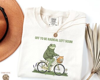 Comfort Colors®  Off To Be Radical Left Scum Shirt, Frog and Cat In Bicycle  Shirt, Anti Fascism T-Shirt, Get Out Of Minneapolis Shirt