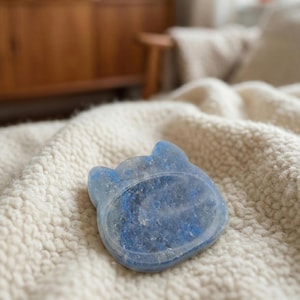 Pierre anti-inquiétude en forme de chat - Pierre de confort de poche en cristal naturel pour le soulagement de l'anxiété - Stonz Lab