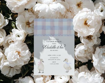 Ente Geschlecht offenbaren Einladungsvorlage, bearbeitbare Babyparty einladen (digitaler Download)