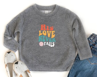 Sweat-shirt Christian Love pour jeunes, Hi Love Never Fails, Sweat-shirt pour filles chrétiennes Jésus, polaire pour tout-petits, Jesus Kids, pull de Pâques pour enfants