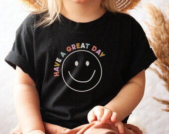 Youth Happy Face Shirt, Girls boys Smiley Face shirt, Have a Great Day, Toddler Tee, Heart, Smile Baby tee, Infant, Kids, Birthday Gift