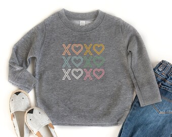 Girls Boys Youth Valentines XOXO Sweatshirt, Toddler Valentine's Sweatshirt, Heart, Love shirt, Kids Sweatshirt, Birthday Gift