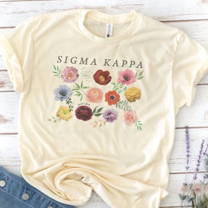Sorority Shirt, Flowers, Retro, Vintage, Big Little Shirts, Sigma Kappa, Sigma Sigma Sigma, Alpha Delta Pi, Alpha Xi Delta, Sigma Kappa