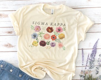 Sorority Shirt, Flowers, Retro, Vintage, Big Little Shirts, Sigma Kappa, Sigma Sigma Sigma, Alpha Delta Pi, Alpha Xi Delta, Sigma Kappa