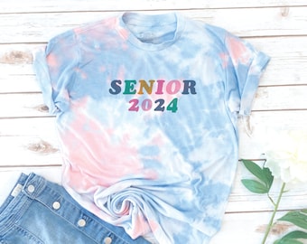 Custom Senior Tie Dye shirt, Class of 2023 Tie Dye Shirt, High School Senior shirt, Seniors 2024, Graduation, Retro, Personalized year shirt