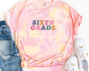 Tie Dye Lehrer Shirt, Retro Kindergarten T-Shirt, Buntes Lehrer Shirt, Geschenk für Erstklässler Lehrer, Zweite Klasse, Dritte Klasse, Vierte Klasse