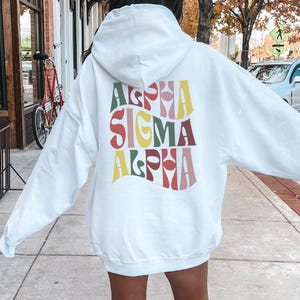 Camisa de gran tamaño Alpha Sigma Alpha, sudadera con capucha moderna Alpha Sig, sudadera con flores ASA, camiseta de la hermandad Alpha Sigma Alpha
