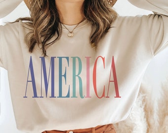 America sweatshirt, Patriotic 4th of July Women Fleece, 4th of July, USA Memorial day, Vintage, Red White Blue Shirt, 1776 shirt