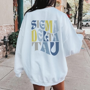 Sigma Delta Tau Oversized Shirt, Sigma Delta Tau Hoodie, SDT Groovy Sweatshirt, Sig Delt Oversized Shirt