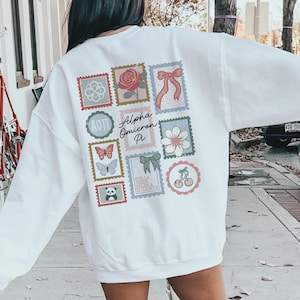 Sudadera de cuello redondo de la hermandad Alpha Omicron Pi - Suéter extragrande AOII, regalo para hermanas de hermandad, estudiantes universitarios, ropa griega, AO PI