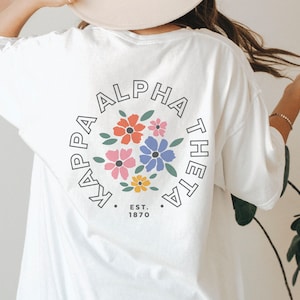 Maglietta oversize Kappa Alpha Theta, felpa con cappuccio Theta Flower, felpa Kappa Alpha Theta Flower, maglietta della confraternita Theta