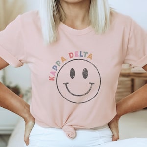 Happy Face Sorority Shirt, Smile, Smile Face, Vintage, Teacher, Kappa Delta Shirt, Alpha Chi Omega, Alpha Phi, Big Little, Zeta Tau Alpha
