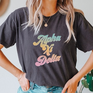 Comfort Colors 70s Ombre Sorority Shirt, Vintage, Elementary School,Alpha Xi Delta, Kappa Alpha Theta, Kappa Delta, Alpha Phi, Big Little