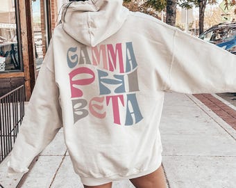 Gamma Phi Beta Retro Hoodie, Oversized sorority hoodie, Gamma Phi Hoodie, Delta Zeta Groovy Sweatshirt, DeeZee sorority