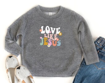 Sudadera juvenil cristiana "Amor como Jesús", Dios es bueno, Sudadera cristiana para niños, Sudadera polar para niñas pequeñas, Jesús es Rey, Pascua para niños