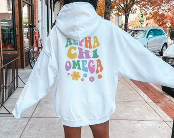 Alpha Chi Omega Oversized Hoodie Sweatshirt, AXO Hooded Fleece, Custom Alpha Chi Shirt, Trendy Alpha Chi Omega Tshirt