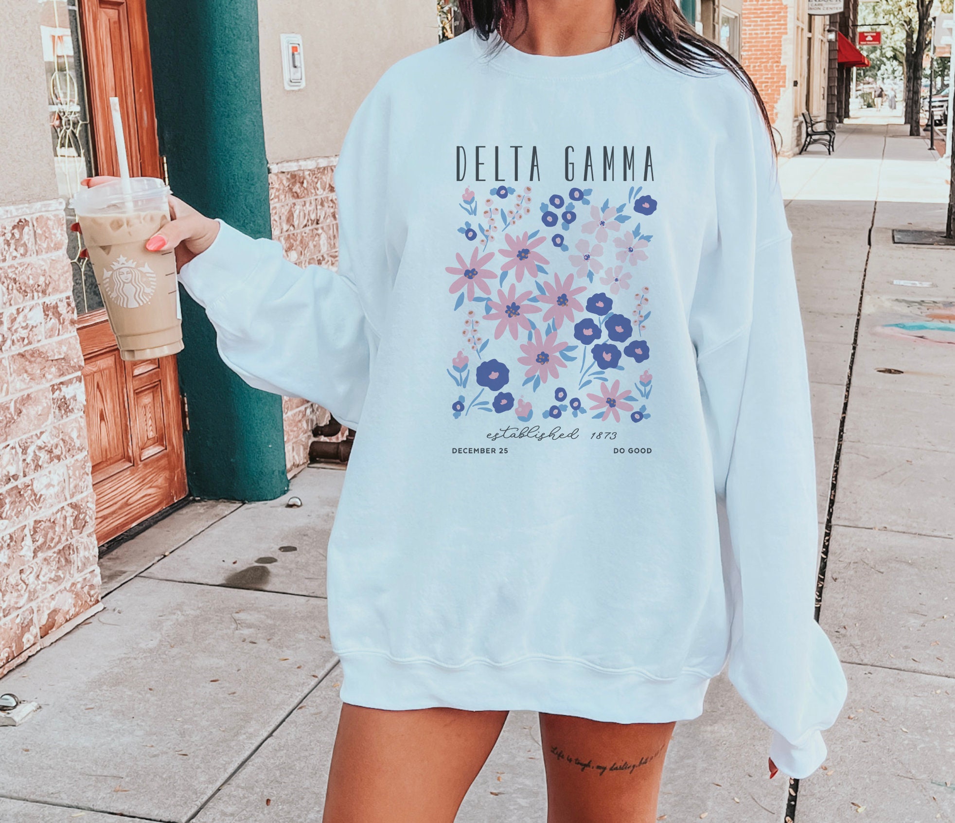 Delta Gamma Oversized Shirt DG Flower Market Hoodie Deegee Flower Sweatshirt Delta Gamma Sorority Shirt Etsy
