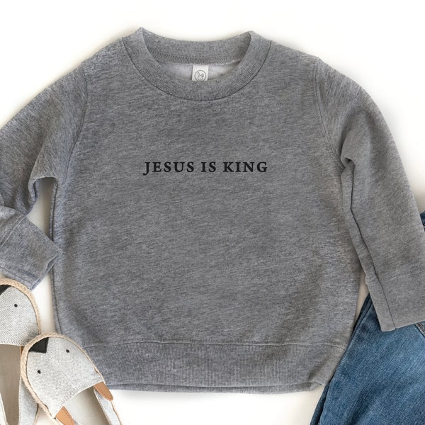 Youth Jesus is King Sweatshirt, Christian Girls boys Sweatshirt, Toddler fleece, Jesus, Make Heaven Crowded, Kids Easter shirt