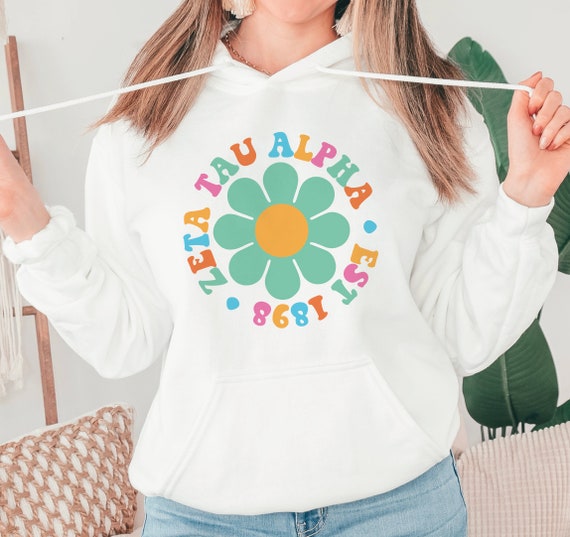 Sorority Flower Hoodie Sweatshirt, 70s, 60s, Retro, Sorority Gift 