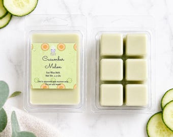 Gurke Melone Wachs schmilzt | Frischer, sauberer Duft | Sojawachs schmelzen | Lang anhaltender Duft | Handgegossene Wachs Melts | Sommerduft | Raumduft