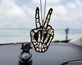 Skeleton Peace Sign Car Freshie | Cotton Candy Scent