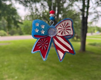 Patriotic Bow Car Freshie | Firecracker Pop Scent