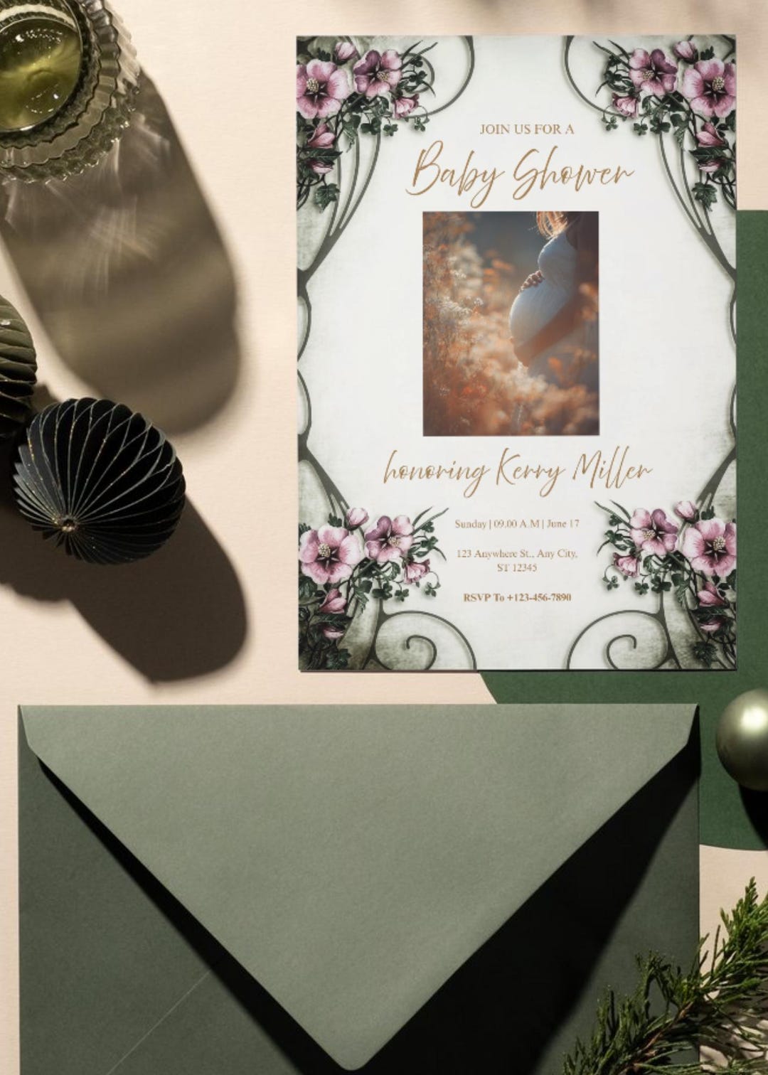 Garden of Roses Baby Shower Invitation – Editable Canva 5X7 Template ...